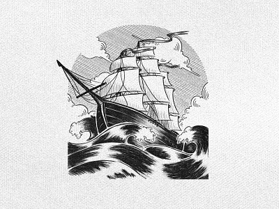 The ship doodle drawing illustration ocean photoshop sea ship silentiger sketch waves