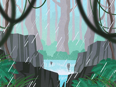 Rainforest forest illustration rain silentiger trees vector