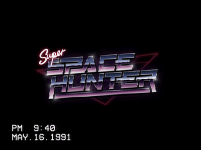 Super Space Hunter 80s glitch graphic design space logo retro silentiger super