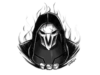 Reaper blizzard doodle drawing fanart illustration overwatch reaper silentiger sketch