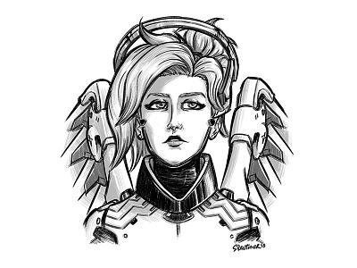 Mercy angela blizzard doodle drawing fanart illustration mercy overwatch silentiger sketch ziegler