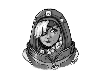 Ana ana ana amari blizzard brush doodle drawing fanart illustration overwatch photoshop silentiger sketch