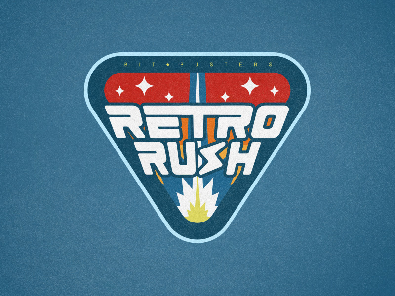 Retro Rush badge logo badge illustration typography branding vector logo design silentiger
