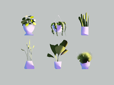 Plants 🌱 app design green home illustration light nature photoshop plants pots
