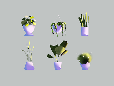 Plants 🌱 app design green home illustration light nature photoshop plants pots