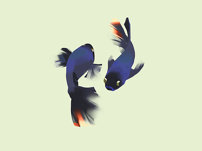 Koi fish 🐟 blue brush fish illustration koi sea sealife water
