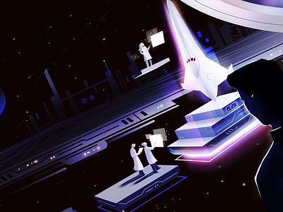 Andromeda 🪐🛸🚀 andromeda animation astronaut future futuristic gif hero illustration meteor mp4 planets portal product development scientists ship sky space stars ui world