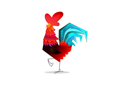 Rooster bird bright col colorful detailed feather happy illustration rooster tail texture vector