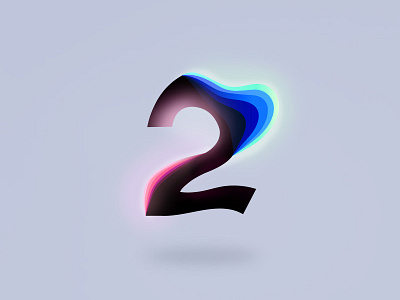 Number two from Mien Numbers abstract colors distortion flow gradient illustration lettering minimal numbers shine typography vectors