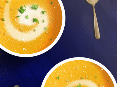 Soup Illustration blue delicious eat fast food illustration orange photoshop progress sketch soup texture