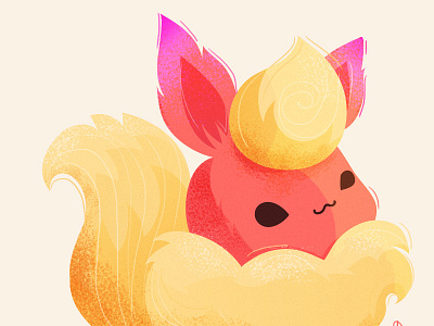 Pokemon animal colorful creature cute flareon fur happy illustration photoshop pokemon texture