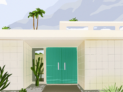 Cali house architecture california environment house illustration light minimal modern nature procreate reflection sketch sky