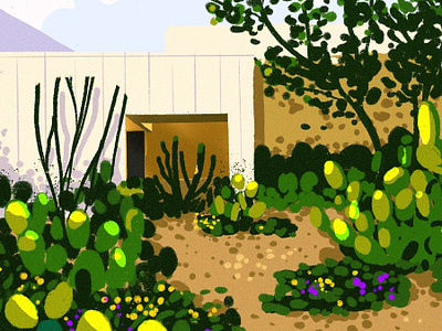 Cali house brush cactus flowers house illustration nature photoshop procreate simple sketch summer texture