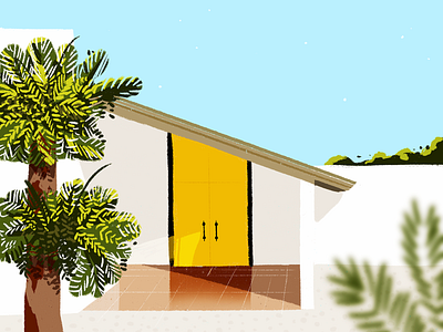 Cali house architecture brush california calm colorful house illustration modern palm sketch south