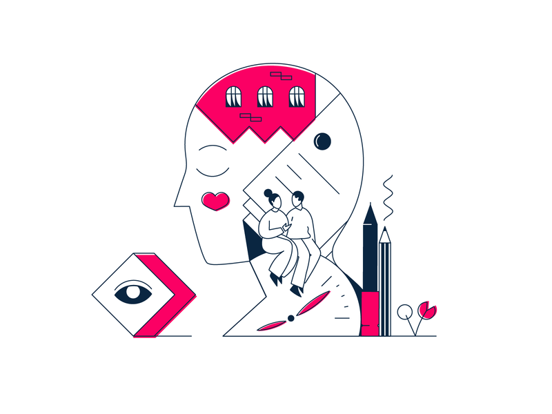 The Key Support human inside documents heart clock time conversation head eye pink school illustration outline leader teacher pupils curriculum abstract education vector