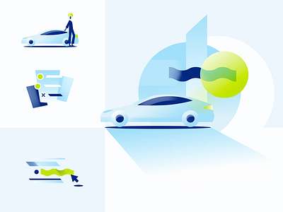 Care - Car Insurance Illustrations abstract blue car colorful driver green icons illustration insurance product illustration safety spot illustrations texture vehicle