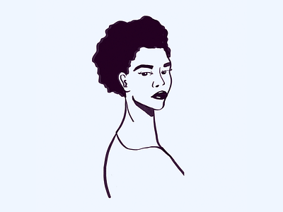 Sketchy Portrait blackandwhite blue brush clean illustration illustration art illustration design illustration digital ink linear minimal outlines procreate sketch women