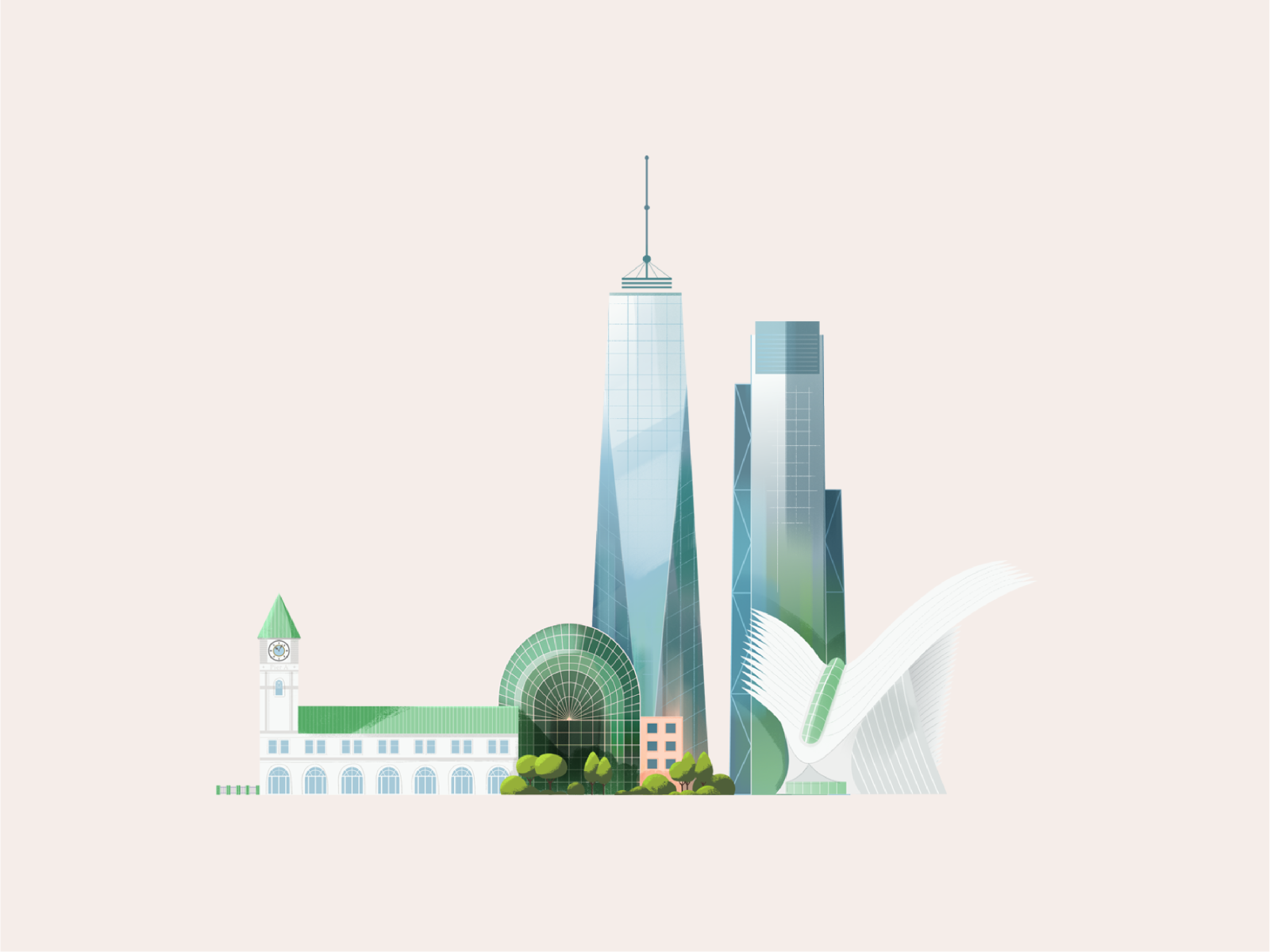 New York usa buildings glass detail vector photoshop skyscraper manhattan new york illustration