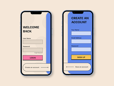 Sign In & Sign Up Screens app application login mobile screen sign in sign up ui uiux ux