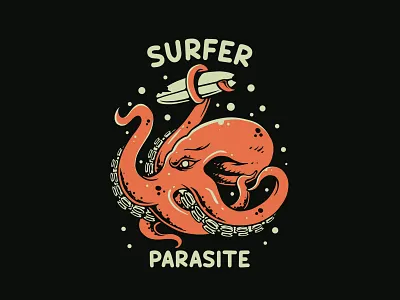 Surfer Parasite badge graphic design logo retro tshirtdesign vintage