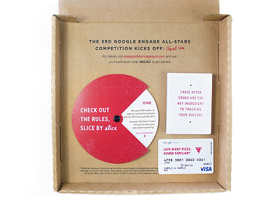 Google Engage Direct Mail direct mail gift card google packaging pizza box print design