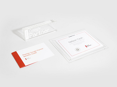 Google Partners Welcome Kit certificate direct mail guide print design trophy