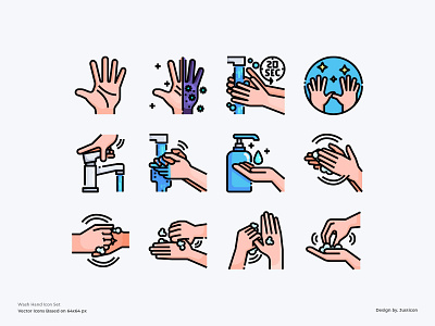 Wash Hand Icon Set