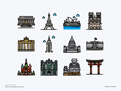 Landmark Icon Set branding design icon illustration landmark outline symbol vector website