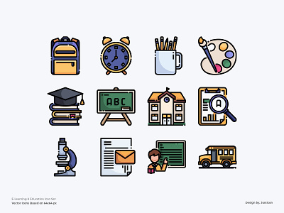 Education Icon Set back to school color line design education education app educational icon illustration logo school schools symbol vector website