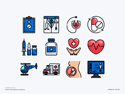 Hospital Icon Set app color line doctor healthcare hospital hospitals icon illustration medical medical app symbol vector website