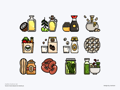 Healthy and Vegan Food Icon Set