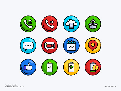 Web Button Icon Set app button calling color line communications design gps icon illustration interface outline phone social media symbol ui ux vector web website website design