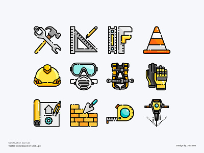 Construction Icon Set building color line company construction construction logo design equipment icon illustration symbol tool tools vector website