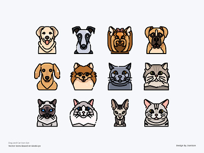 Dog and Cat Avatar Icon Set