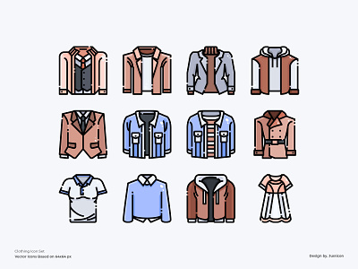Clothes Icon Set clothes clothing color line design ecommerce icon illustration outline shirt shopping store symbol t shirt vector