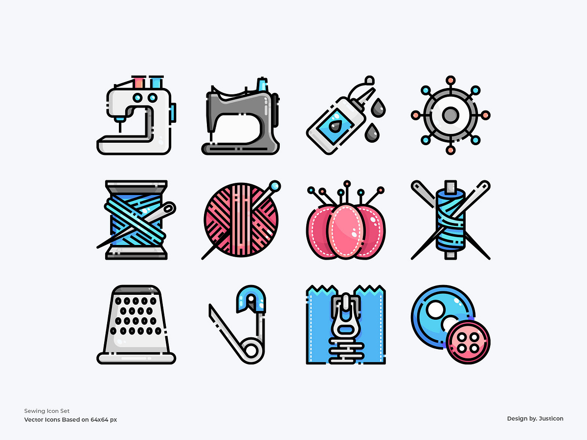 Sewing Icon Set by Justicon on Dribbble