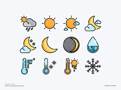 Weather Icon Set app color line design forecast icon illustration symbol ui vector weather website