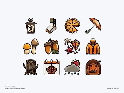 Autumn icon set app autumn calendar color line design food icon illustration nature pie season symbol ui vector website