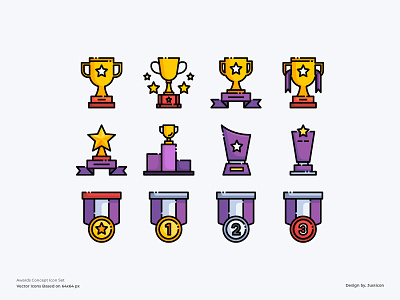 Awards Icon set app award awards color line design icon illustration logo symbol trophy vector website