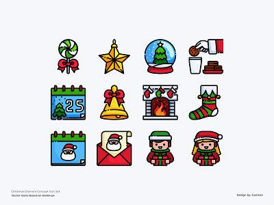 Christmas Icon set avatar christian christmas christmas party christmas tree color line design gift gift box icon illustration santa santa claus snow symbol vector xmas