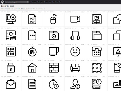 100 Essential Icon (License: Free for commercial use) free freebie icon illustration line symbol ui ux website