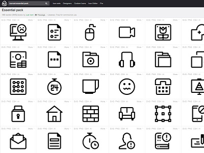 100 Essential Icon (License: Free for commercial use)