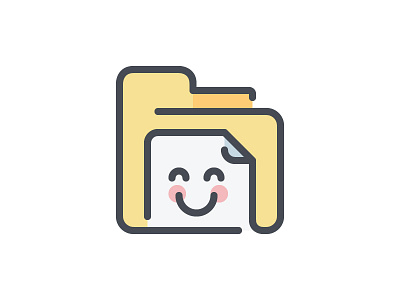 Happy file and folder color line icon illustration outline symbol ui vector website