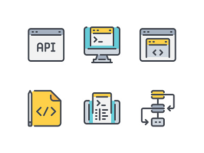 Coding and Development code color line development icon illustration outline symbol ui vector website