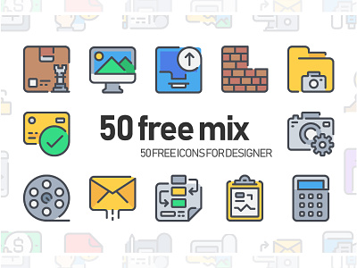 50 Free simple line icons