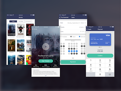 Cinema Booking App app apple cinema app interaction ios movie payments sketch app ui ux