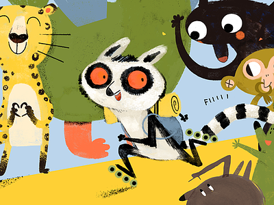 Rolling animals book children childrens digitalpainting illustration