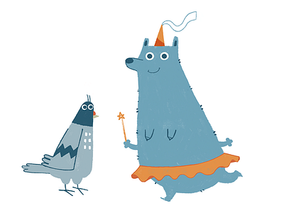 best friends animals beard children fairy friends illustration magic pidgeon silly trashbird