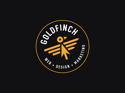 GOLDFINCH Branding bird logo black branding cursor logo gold goldfinch iowa logo badge logo design responsive branding