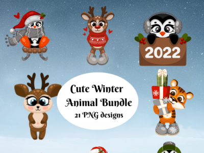 Cute Winter Animal Bundle graphic design